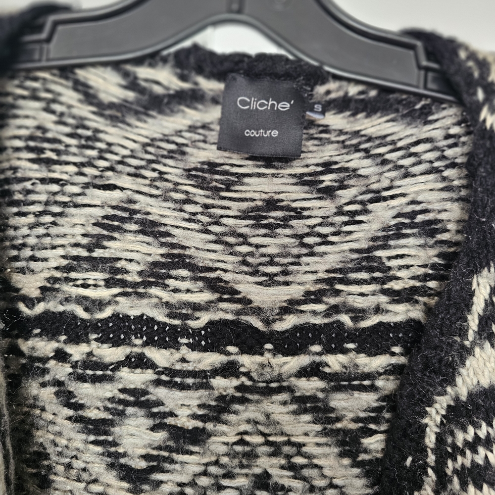 Cliche Couture Black and White Women Cardigan